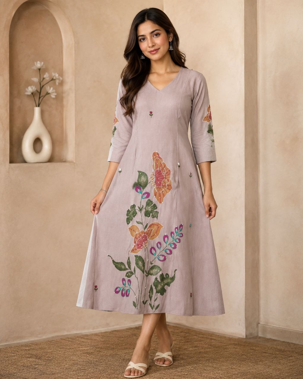 Mauve Floral Dress